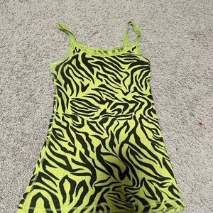 Neon Green Zebra Print Dress